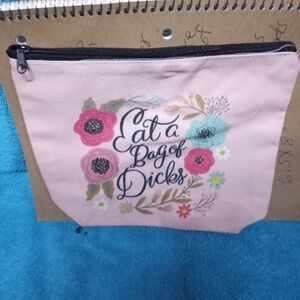 Floral Pink Makeup Pouch Cosmetic Bag Funny Humorous